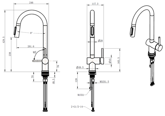 Змішувач Комбінований FKM 3127 Black Steel купити в Україні