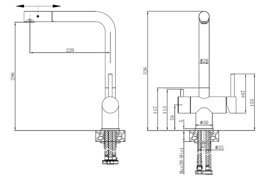 Змішувач Комбінований FKM 3116P SS Inox купити в Україні ▷ ціна