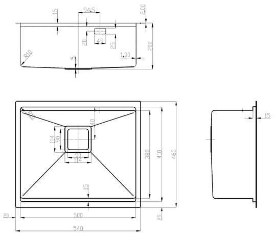 Нерж. мойка Quadro Center 54 Celldecor Nano Graphite купить в