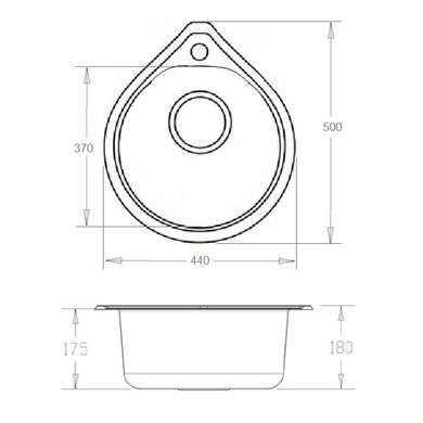 Нерж. мийка 50x44 (крапля) мікродекор (0,80)