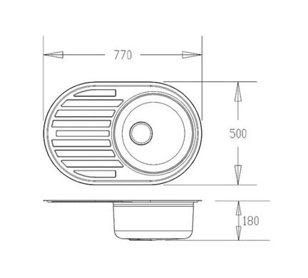 Нерж. мийка 77x50 мікродекор (0,80)